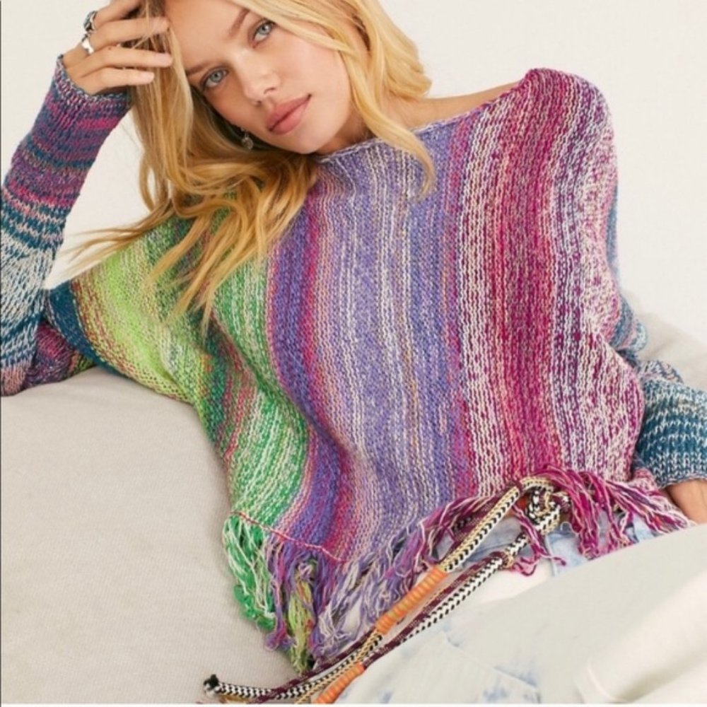 NWT Free People Radiate Rainbow Pullover Sweater S